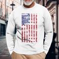 アメリカ国旗 メンズ レディース キッズ アメリカ国旗 愛国的なグランジ 長袖Tシャツ 高齢者への贈り物