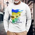 ウクライナ国旗 ひまわりの愛 ウクライナの強い服 長袖Tシャツ 高齢者への贈り物