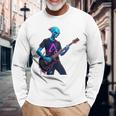 バックプリント ギタリスト エイリアン グラフィック ギター エイリアン ギタリスト 長袖Tシャツ 高齢者への贈り物