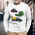 トラクター トラクター コンバインハーベスター 農家 農業 長袖Tシャツ 高齢者への贈り物