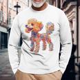 プードル 犬 モチーフ ペット イラスト プードル 長袖Tシャツ 高齢者への贈り物