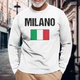 ミラノ イタリア ミラノ イタリー 旗 イタリアン 長袖Tシャツ 高齢者への贈り物
