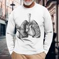 人間の心臓の肺 ビンテージ医療解剖学 解剖学的肺 長袖Tシャツ 高齢者への贈り物