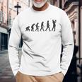 人類の進化 ネタ ゴルファー ゴルフ ゴルフ好き ゴルフファン おもしろ ゴルフ部 長袖Tシャツ 高齢者への贈り物
