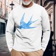 古びたツバメの青い鳥 シルエット 鳥 鳥 イラスト 長袖Tシャツ 高齢者への贈り物