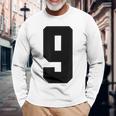 番号9 ナインスポーツジャージ 誕生日年齢 ラッキーナンバーブラック 長袖Tシャツ 高齢者への贈り物
