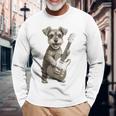 面白いtシャツ シュナウザー 犬 ギター イヌ メンズ 犬好き グッズ かわいい おもしろ 面白い 服 ネタ 長袖Tシャツ 高齢者への贈り物