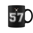 57 番 野球スタイル ヴィンテージホワイト コーヒーマグ