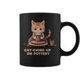 Cat-Ching Up On Pottery 面白い猫好きデザイン コーヒーマグ