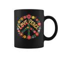 Love Peace Flower Power レトロ ヒッピー フローラル ピースマーク コーヒーマグ