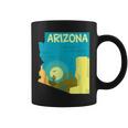 アリゾナ州の地図、モダンな抽象的なアリゾナ砂漠、サボテン コーヒーマグ