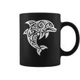 イルカ ポリネシアン トライバル マオリ ライトパターン イルカ 長袖tシャツ コーヒーマグ