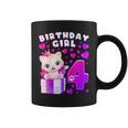 キッズ 4歳の誕生日、4歳の女の子、子猫、番号4 コーヒーマグ