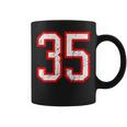 ヴィンテージナンバー 35 ホワイトレッドスポーツ代表チームナンバー 35 コーヒーマグ