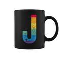文字 J 大文字 アルファベット モノグラム イニシャル レインボー アルファベット J コーヒーマグ