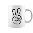 2本指 ピースサイン キュート ビクトリー ハンド ジェスチャー ピースシンボル コーヒーマグ