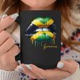 Lips Jamaican Flag Jamaica Love Travelacation コーヒーマグ 面白い贈り物