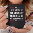 I Love My Country Ashamed Of My Government Usa 愛国的 コーヒーマグ 面白い贈り物