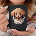 ポケットから覗く トイプードル 可愛い 犬 かわいい 子犬 犬好き 犬の飼い主 愛犬家 メンズ レディース キッズ コーヒーマグ 面白い贈り物