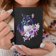 花と猫、水彩画のような表情 コーヒーマグ 面白い贈り物