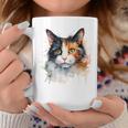 クールな水彩 三毛猫顔 三毛猫 お母さん 猫 お父さん コーヒーマグ 面白い贈り物