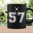 57 番 野球スタイル ヴィンテージホワイト コーヒーマグ ギフトのアイデア