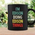 I'm Edison Doing Edison Things 楽しい 名前入り エジソン コーヒーマグ ギフトのアイデア