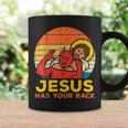 Jesus Has Your Back Jiu Jitsu レトロ クリスチャン メンズ レディース キッズ コーヒーマグ ギフトのアイデア