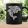 イルカ ポリネシアン トライバル マオリ ライトパターン イルカ 長袖tシャツ コーヒーマグ ギフトのアイデア