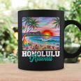 ホノルル ハワイ ハワイアン 波 ビーチ 夏 サーフィン レトロ 長袖tシャツ コーヒーマグ ギフトのアイデア
