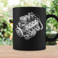 ヴィンテージカーエンジンコンポーネント 青写真 図 メンズグラフィック 長袖tシャツ コーヒーマグ ギフトのアイデア