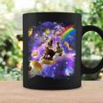 虹銀河のホットドッグに乗る宇宙の猫 コーヒーマグ ギフトのアイデア