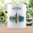 Chicago Illinois Skyline Vintage Watercolor Scenic Travel Coffee Mug Gifts ideas