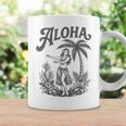 アロハ レトロ ハワイ ヤシの木 ルアウ ダンサー シルエット トロピカル コーヒーマグ ギフトのアイデア