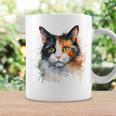 クールな水彩 三毛猫顔 三毛猫 お母さん 猫 お父さん コーヒーマグ ギフトのアイデア