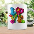 明るくカラフルな愛と平和 ピースサイン フラワートップ コーヒーマグ ギフトのアイデア