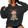 Christmas Light Snow Reindeer Santa Golden Retriever Xmas Women Hoodie