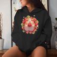 いちご モルモット 水彩 花柄 かわいい モルモット レディースパーカー 彼女への贈り物