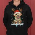 Christmas Light Snow Reindeer Santa Golden Retriever Xmas Women Hoodie