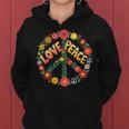Love Peace Flower Power レトロ ヒッピー フローラル ピースマーク レディースパーカー