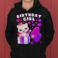 キッズ 4歳の誕生日、4歳の女の子、子猫、番号4 レディースパーカー