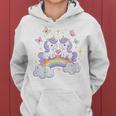 キッズ ユニコーンバタフライは、女の子向けの心と虹のアートを備えています レディースパーカー
