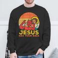Jesus Has Your Back Jiu Jitsu レトロ クリスチャン メンズ レディース キッズ スウェットシャツ 高齢者への贈り物