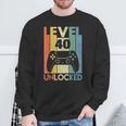 Level 40 Unlocked ideo Gamer 40Th Birthday スウェットシャツ 高齢者への贈り物