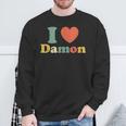 I Love Damon I Heart Damon レッド ハート バレンタイン スウェットシャツ 高齢者への贈り物