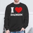 I Love Damon I Heart Damon 面白い名前 Damon スウェットシャツ 高齢者への贈り物