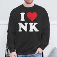 I Love Nk Initials I Heart NK First Last Name N K スウェットシャツ 高齢者への贈り物