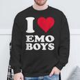 Red Heart I Love Emo Boys スウェットシャツ 高齢者への贈り物