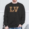 かわいい 文字 Lv イニシャル 名前 ヒョウ チーター動物 長袖tシャツ スウェットシャツ 高齢者への贈り物