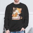わがまま猫 ピザねこ ラーメン好き かわいい おもしろ マンガ スウェットシャツ 高齢者への贈り物